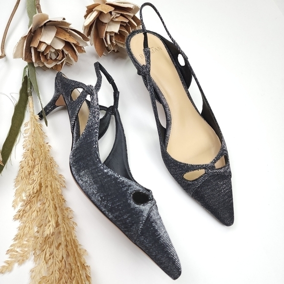 Alexandre Birman Black Silver Sparkle Slingback Heels Size 36.5 - Picture 13 of 15